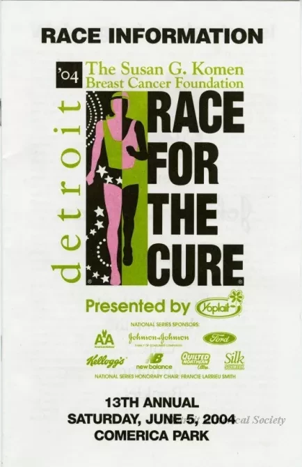 Booklet - '04 Susan G. Komen Breast Cancer Foundation Detroit Race for the Cure, Race Information