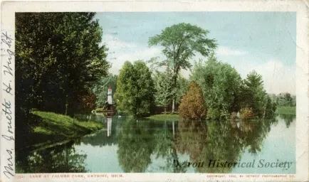 Postcard - Lake at Palmer Park, Detroit, Mich.