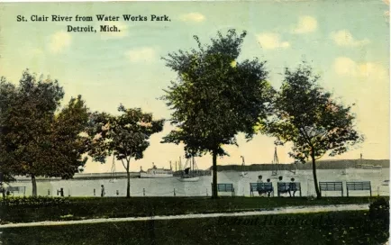 Postcard - St. Clair River from Water Works Park, Detroit, Mich.