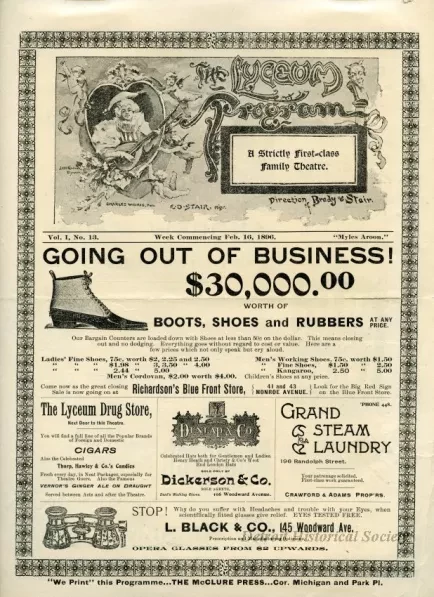Program, Theater - The Lyceum Program, Vol. I, No. 13, Week Commencing Feb. 16, 1896, "Myles Aroon"