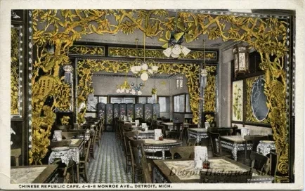 Postcard - Chinese Republic Cafe, 4-6-8 Monroe Ave., Detroit, Mich.