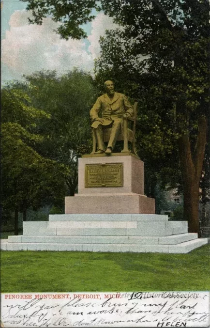 Postcard - Pingree Monument, Detroit, Mich.