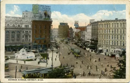 Postcard - Monroe Avenue, Detroit, Mich.