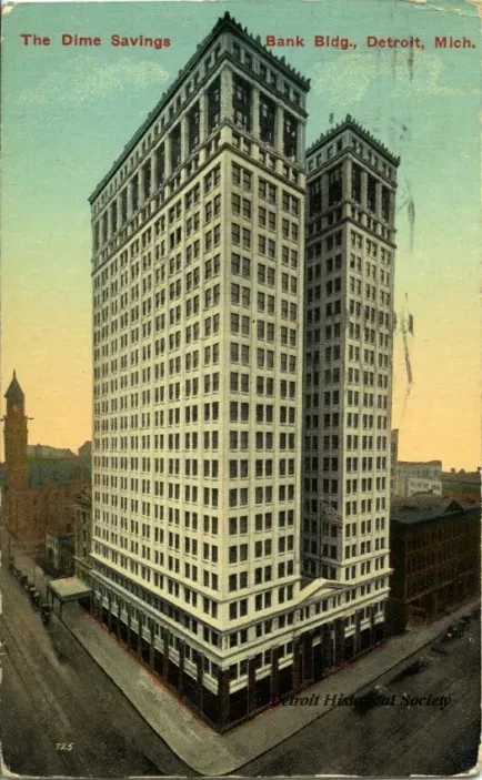 Postcard - The Dime Savings Bank Bldg., Detroit, Mich.