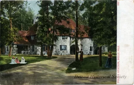 Postcard - Police Station, Belle Isle.