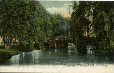 Postcard - Rustic Bridge, Belle Isle, Detroit, Mich.