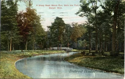 Postcard - A Shady Nook Marsh Run, Belle Isle Park, Detroit, Mich.