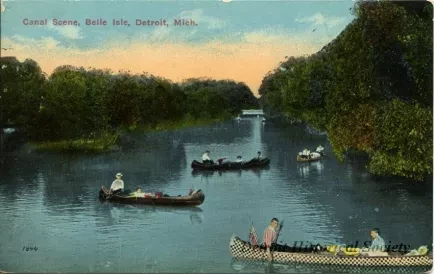 Postcard - Canal Scene, Belle Isle, Detroit, Mich.
