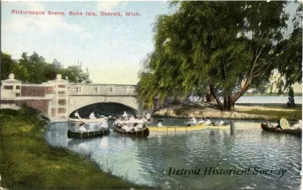 Postcard - Picturesque Scene, Belle Isle, Detroit, Mich.