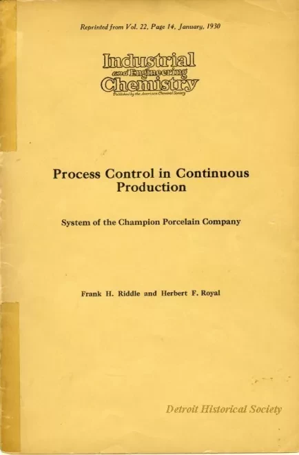 Article - Process Control in Continuous Production : system of the Champion Porcelain Company