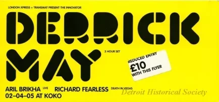 Handbill - Derrick May 3 Hour Set