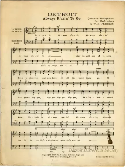 Music, Sheet - Detroit: Always R'arin' To Go
