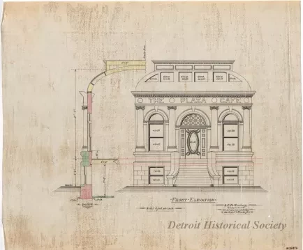 Drawing, Architectural - The Plaza Cafe -
Front Elevation