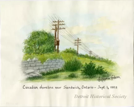 Painting - Canadian shoreline near Sandwich, Ontario-Sept. 1, 1902