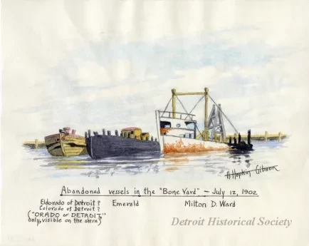 Painting - Abandoned vessels in the "Bone Yard"-July 12, 1902