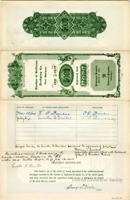 Bond - Dunbar & Sullivan Dredging Co. 
First Mortgage Registered Gold Bond