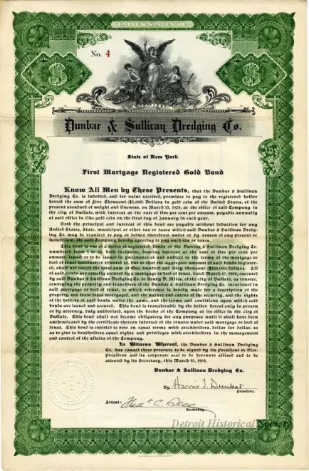 Bond - Dunbar & Sullivan Dredging Co. 
First Mortgage Registered Gold Bond