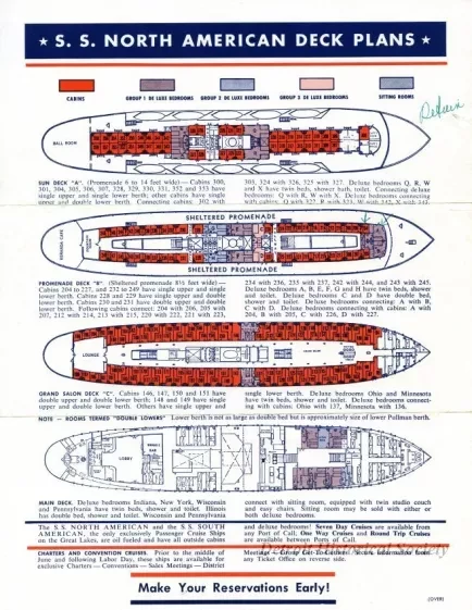 Brochure - S.S. North American Deck Plans
S.S. South American Deck Plans