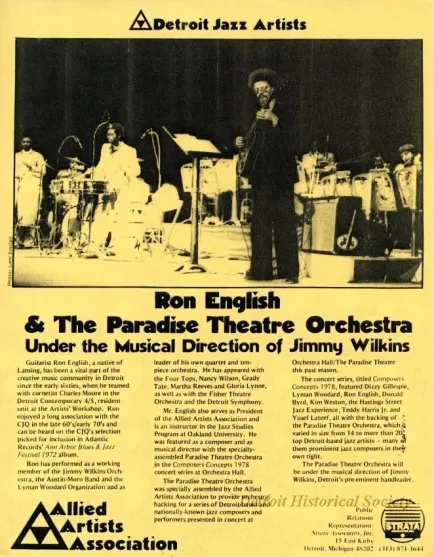 Release, News - Ron English & the Paradise Theatre Orchestra 
Under the Direction of Jimmy Wilkins