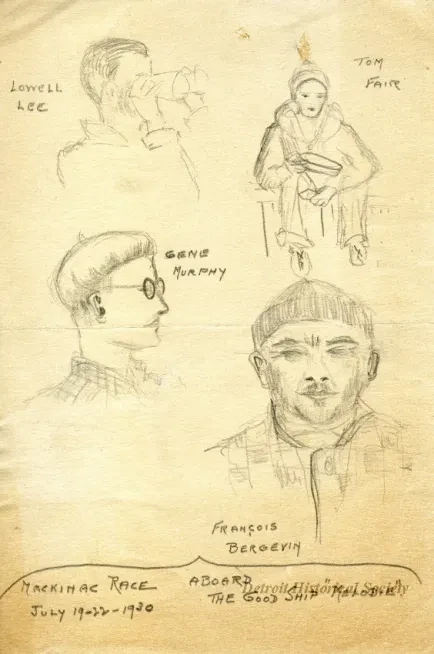 Drawing - Mackinac Race Aboard the Good Ship MELODIE, July 19-22, 1930