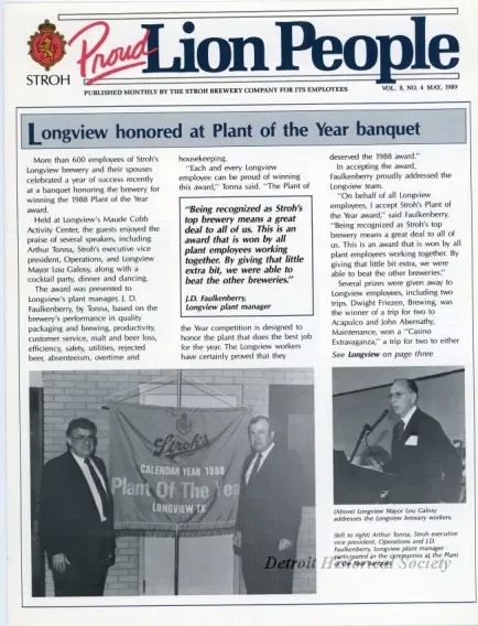 Newsletter - Proud Lion People, Vol. 8, No. 4
May, 1989