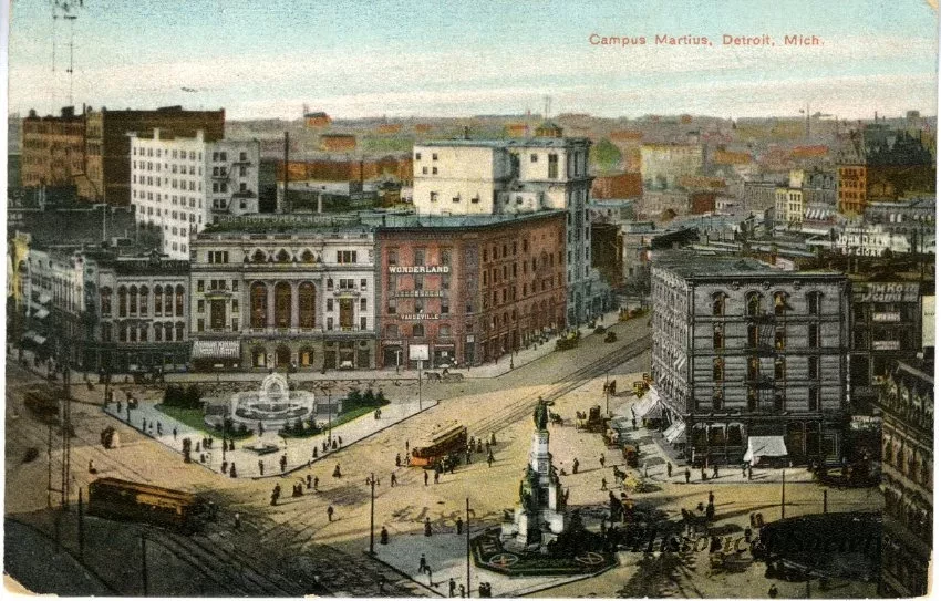 Postcard - Campus Martius, Detroit, Mich.