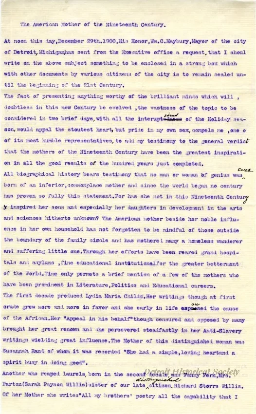 Letter - The American Mother of the Nineteenth Century