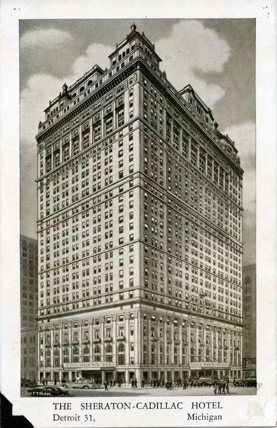 Postcard - The Sheraton-Cadillac Hotel, Detroit 31, Michigan.