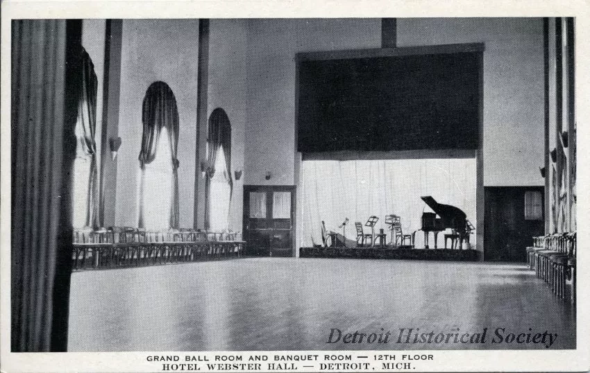 Postcard - Grand Ball Room and Banquet Room - 12th Floor. Hotel Webster Hall - Detroit, Mich.