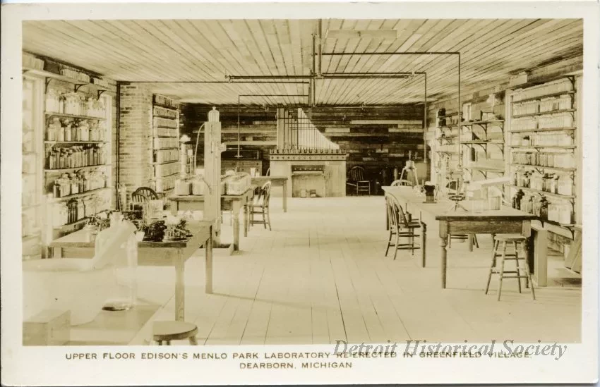 Postcard - Upper Floor Edison's Menlo Park Laboratory Re-erected in Greenfield Village, Dearborn, Michigan