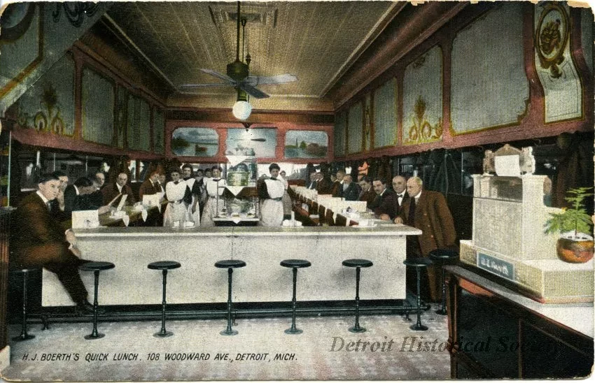 Postcard - H. J. Boerth's Quick Lunch, 108 Woodward Ave., Detroit, Mich.