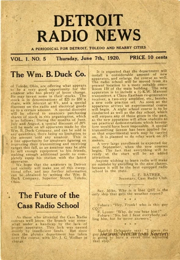 Newsletter - Detroit Radio News, Vol. 1, No. 5