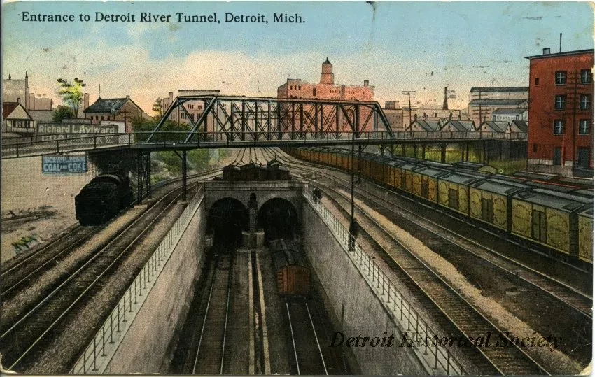Postcard - Entrance to Detroit River Tunnel, Detroit, Mich.