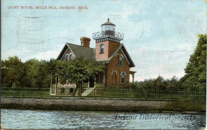 Postcard - Light House, Belle Isle, Detroit, Mich.