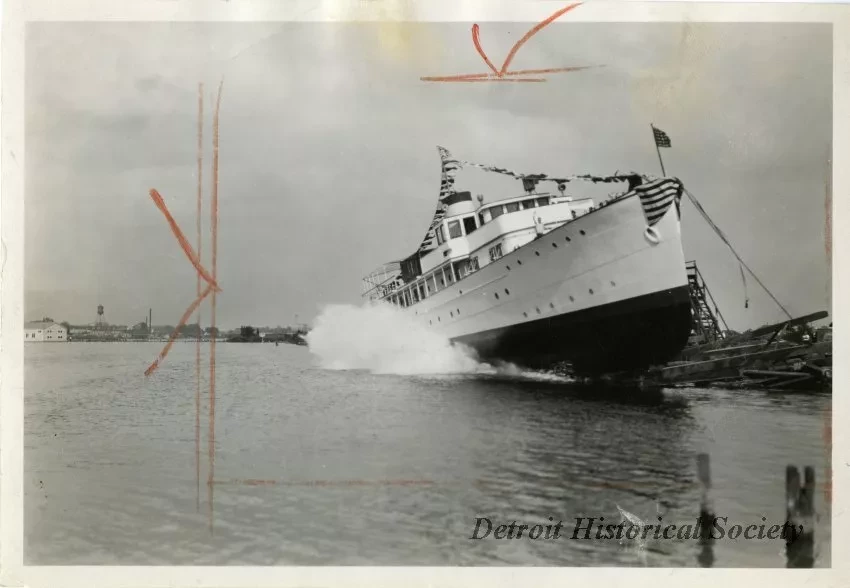 Print, Photographic - Launching Charles F. Kettering's boat the OLIVE K.