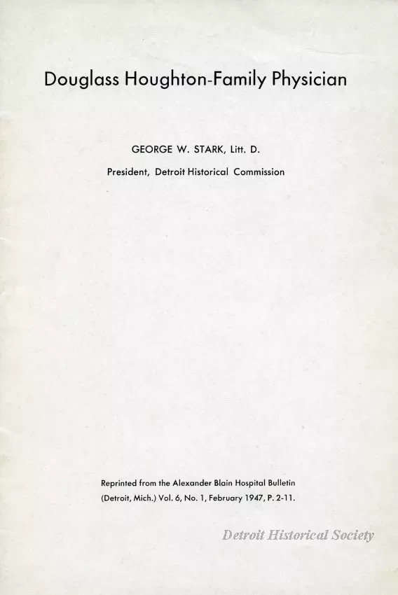 Pamphlet - Douglass Houghton- Family Physician
