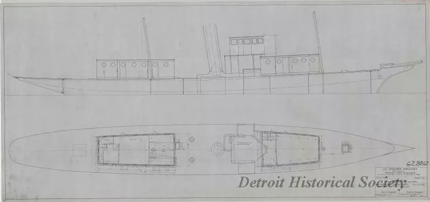 Drawing, Technical - U.S. Steamer, Margaret -
Plan Showing Proposed Steel Deckhouses,
To Replace Houses Lost in Storm of November 1, 1926