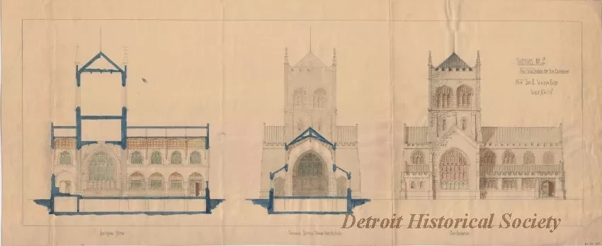 Drawing, Architectural - Sketches No. 2 
for the Church of the Epiphany [Trinity Episcopal Church] 
for Jas. E. Scripps, Esqr.