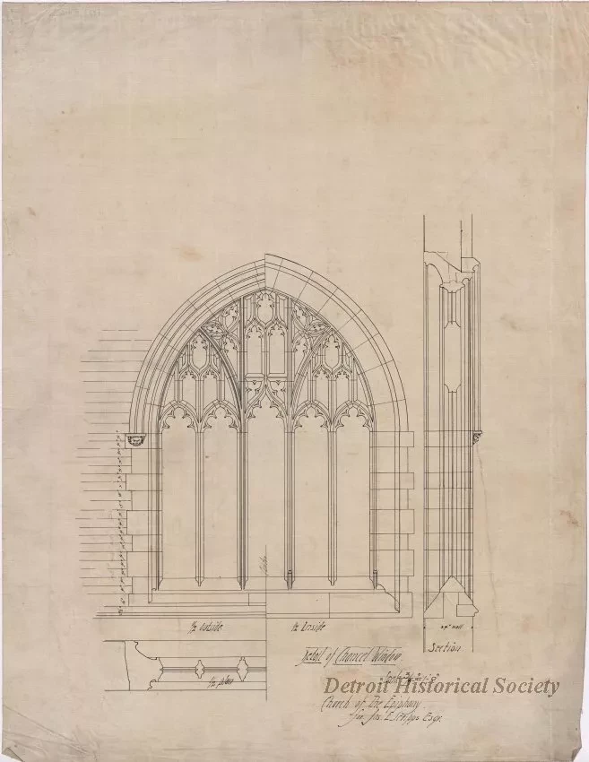 Drawing, Architectural - Detail of Chancel Window, Church of the Epiphany [Trinity Episcopal Church] for Jas. E. Scripps, Esqr.