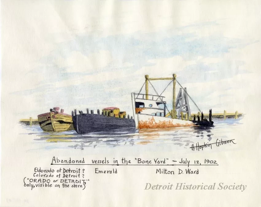 Painting - Abandoned vessels in the "Bone Yard"-July 12, 1902