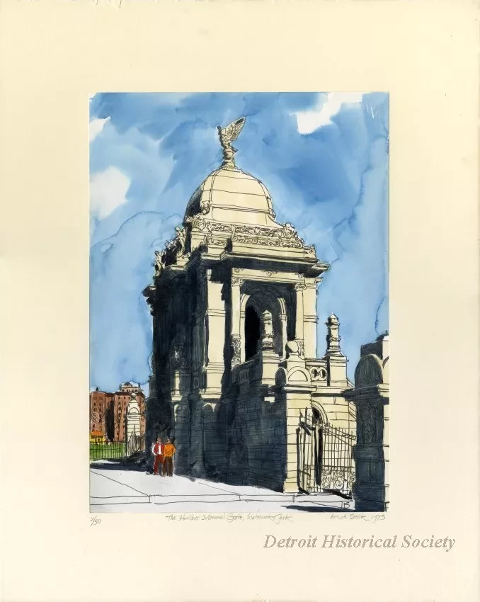 Lithograph - The Hurlbut Memorial Gate, Waterworks Park