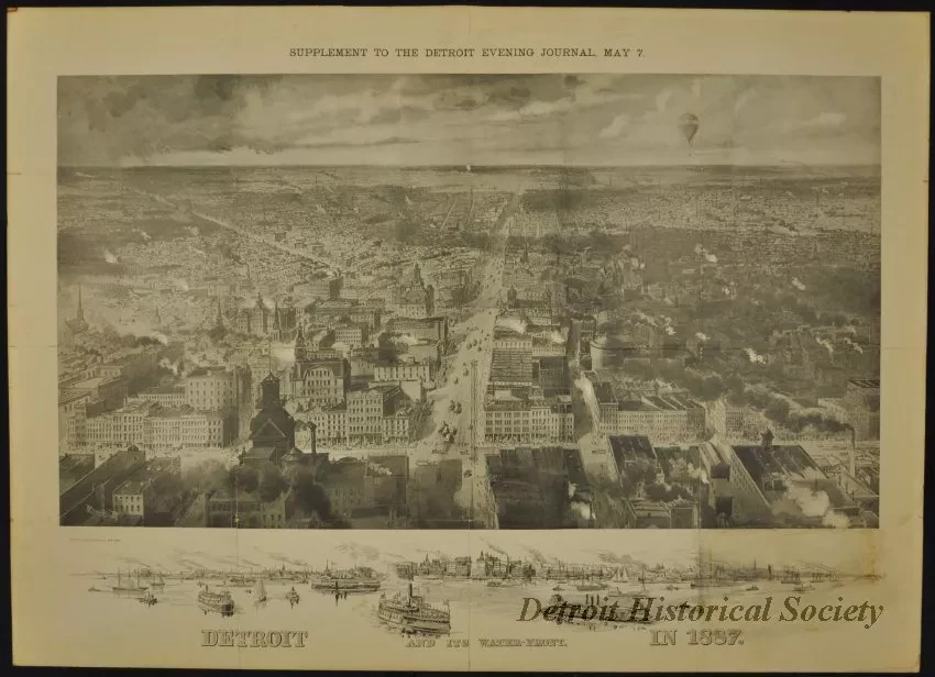 Lithograph - Detroit and it's Water-Front in 1887