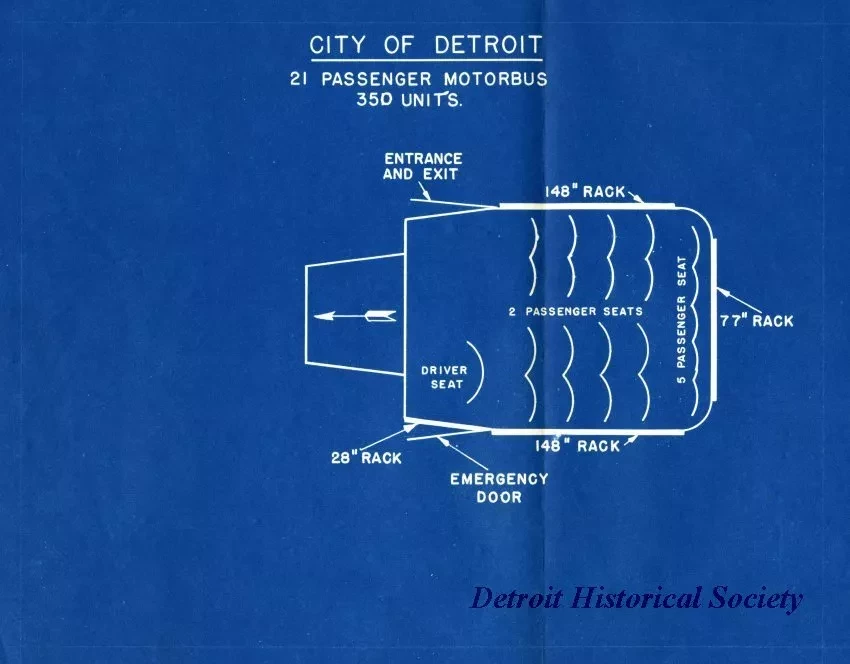 Blueprint - City of Detroit 21 Passenger Motorbus, 350 Units