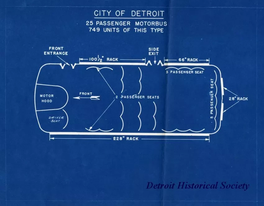 Blueprint - City of Detroit 25 Passenger Motorbus, 749 Units of This Type