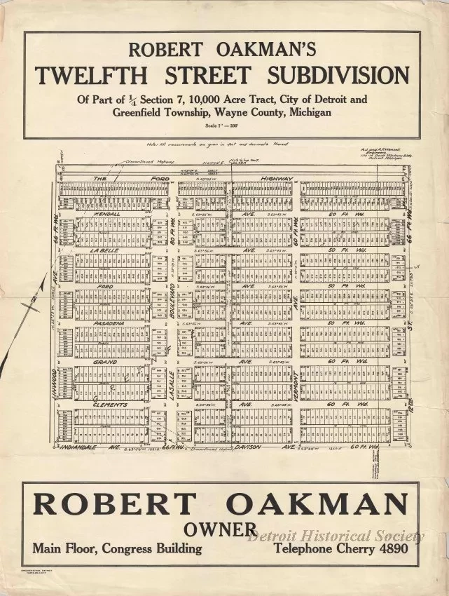 Poster - Robert Oakman's Twelfth Street Subdivision