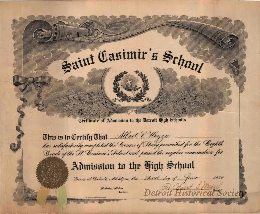 Certificate - Saint Casimir's School