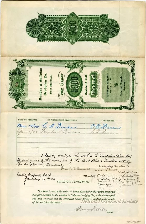 Bond - Dunbar & Sullivan Dredging Co. 
First Mortgage Registered Gold Bond