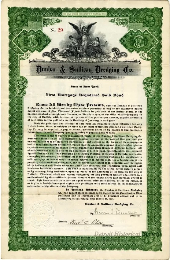 Bond - Dunbar & Sullivan Dredging Co. 
First Mortgage Registered Gold Bond