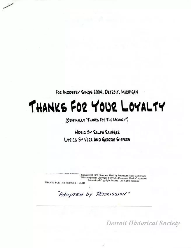 Score - Thanks for Your Loyalty