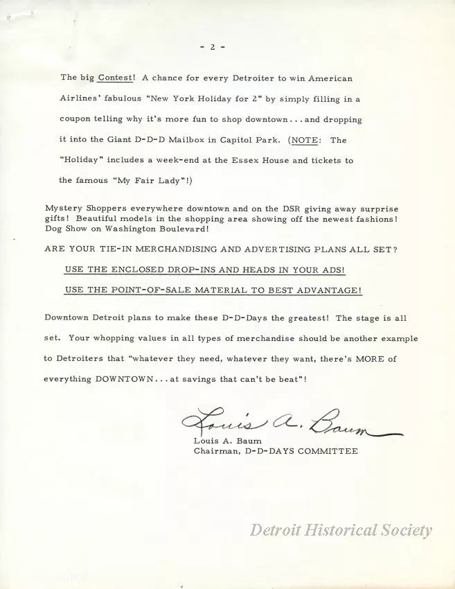 Letter - News Bulletin
Central Business District Association